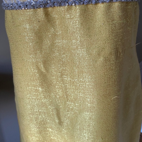 Anthropologie Vintage Erin Featherstone  Satin Lace Yellow Shift Dress 6 - Picture 8 of 9